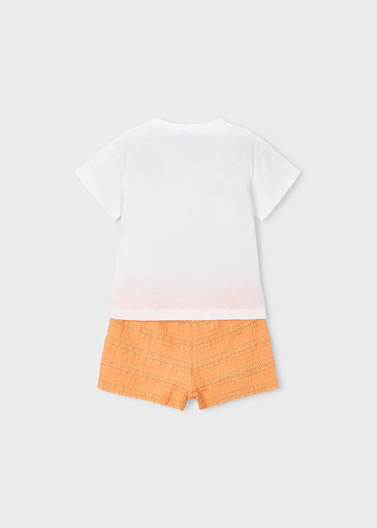 Mayoral Conjunto calção folhos e t-shirt estampada menina