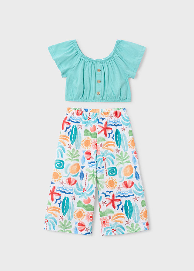 Mayoral Conjunto calças estampado e top menina
