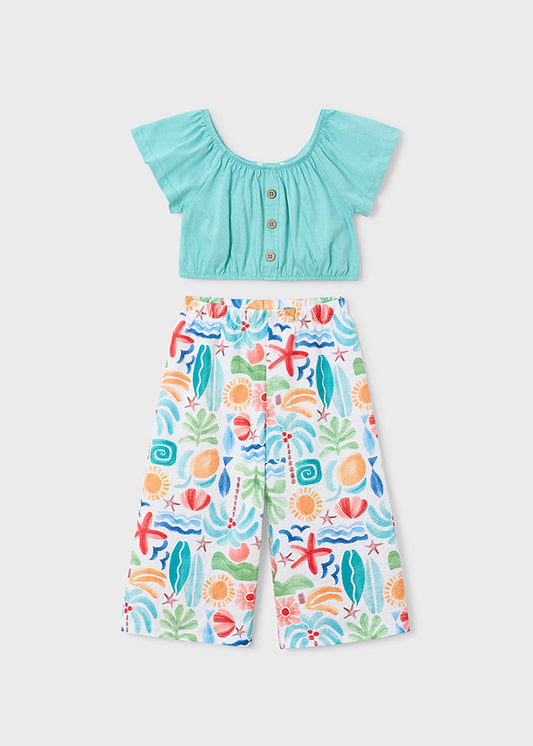 Mayoral Conjunto calças estampado e top menina