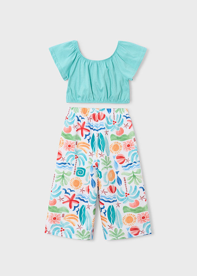 Mayoral Conjunto calças estampado e top menina