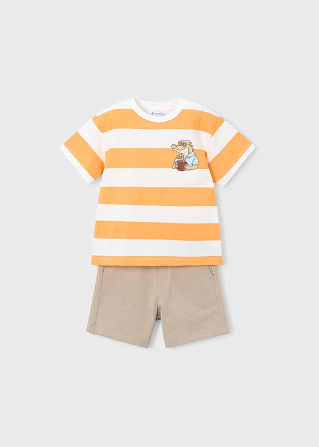 Mayoral Conjunto calças e t-shirt riscas menino