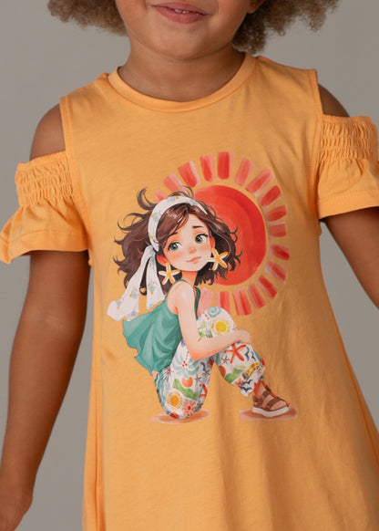 Mayoral Vestido aberturas com bolsa menina