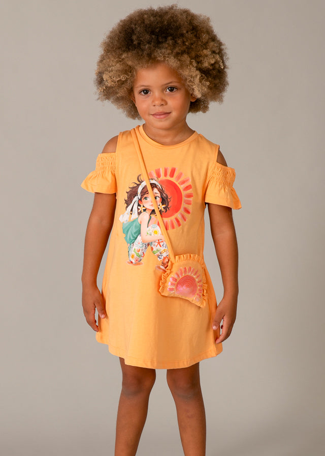 Mayoral Vestido aberturas com bolsa menina