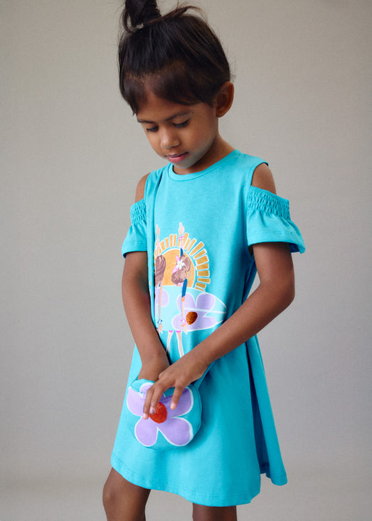 Mayoral Vestido aberturas com bolsa menina