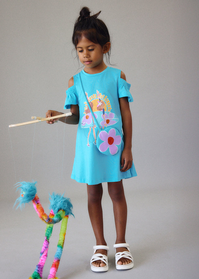 Mayoral Vestido aberturas com bolsa menina