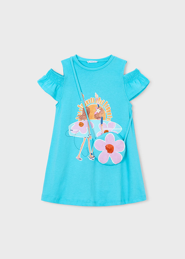 Mayoral Vestido aberturas com bolsa menina