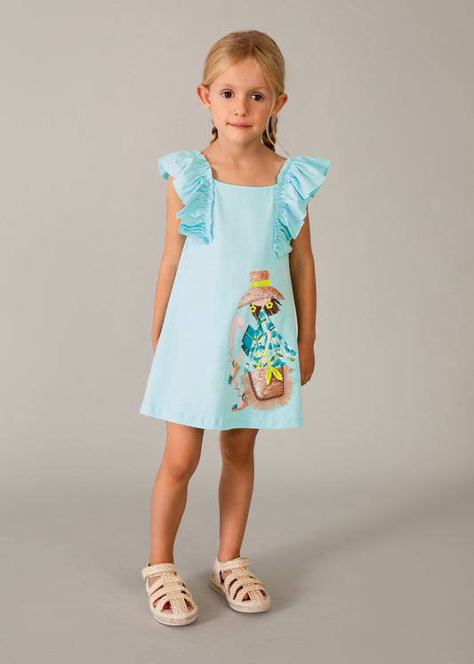 Mayoral Vestido malha folhos menina