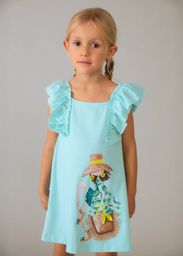Mayoral Vestido malha folhos menina