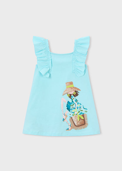 Mayoral Vestido malha folhos menina