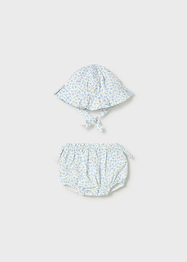 Mayoral Gorro e cuequinhas estampado recém nascida