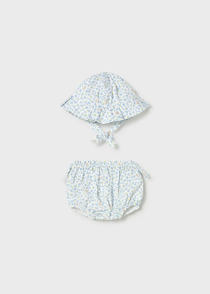 Mayoral Gorro e cuequinhas estampado recém nascida