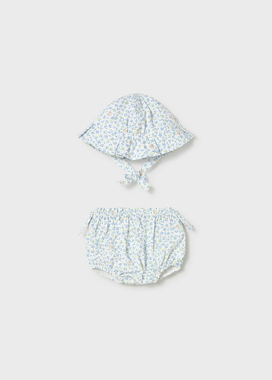 Mayoral Gorro e cuequinhas estampado recém nascida