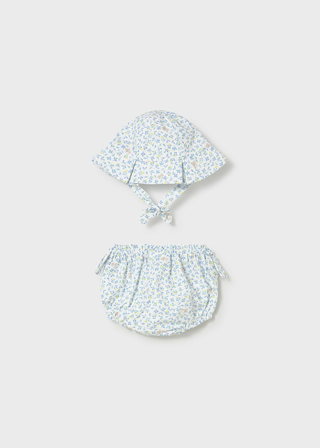 Mayoral Gorro e cuequinhas estampado recém nascida