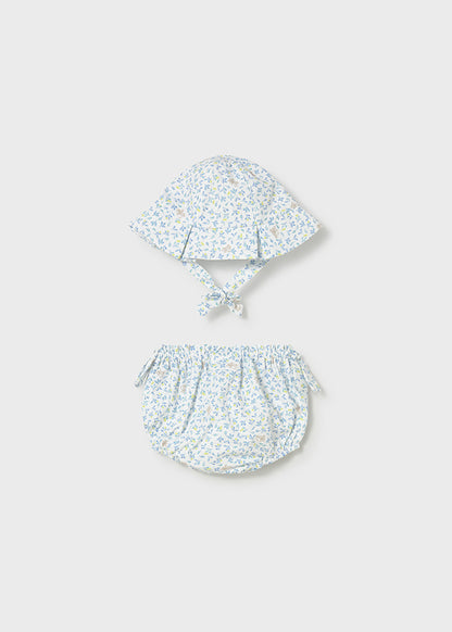 Mayoral Gorro e cuequinhas estampado recém nascida